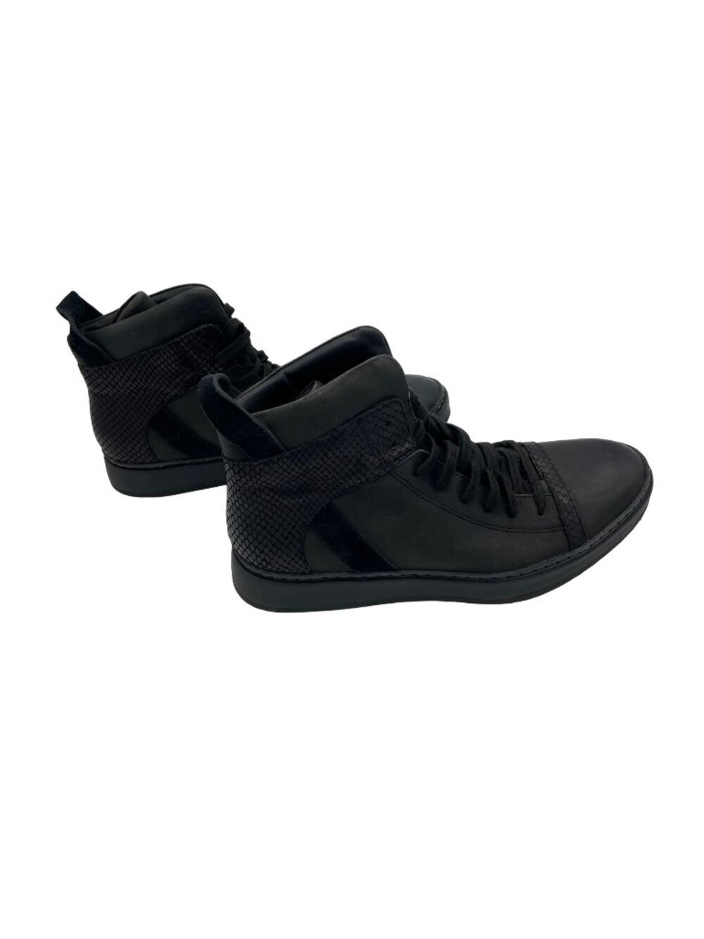 John Varvatos 315 Black Leather Mac High Top Sneakers F2166P3 Men's Size 9 9M